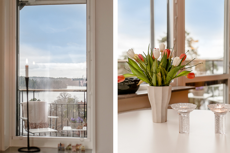 Glimt ut på balkongen från vardagsrummet