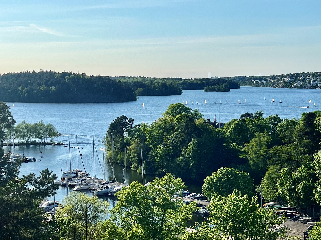 Mälarhöjdens seglarskola framför balkongen